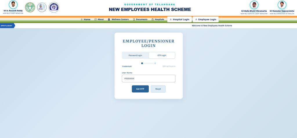 How to Login TS Pensioners EHS Account with Pensioner ID & OTP